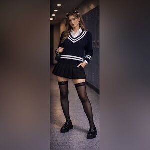 Jessica Simpson Preppy Core‎ Cable Knit V-Neck Sweater Medium